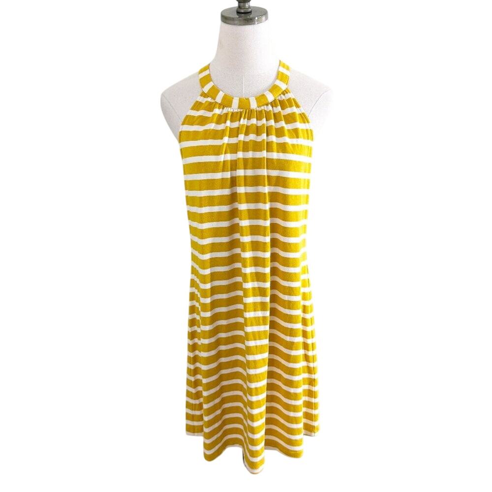 NWT Stitch Fix Market & Spruce Yellow/White Stripe Swing Dress Large Sleeveless